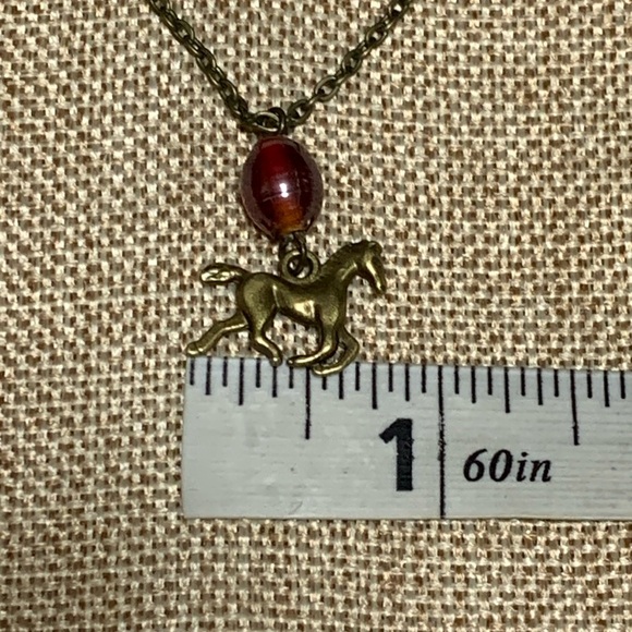 Horse Riding Vintage Red Glass Bead Necklace 18” One of a kind - Picture 4 of 6